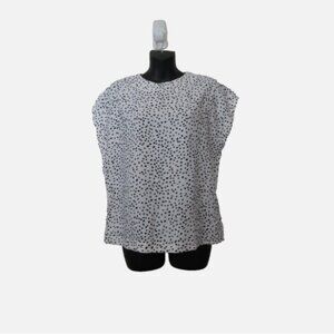 & Other Stories Size 6 Polka Dot Blouse Top White Cap Sleeve Basic Crew